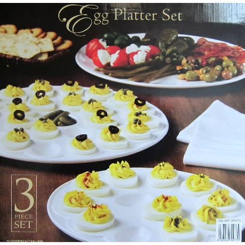 Ceramic Egg Platter Set - 3pc - White