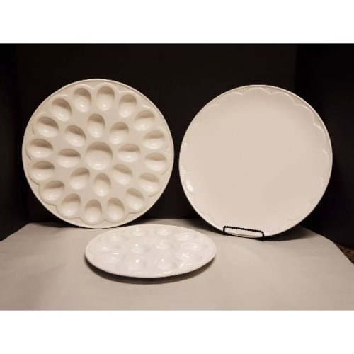 Ceramic Egg Platter Set - 3pc - White