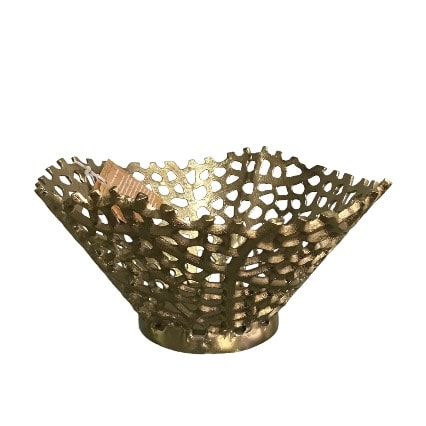 Vintage Golden Aluminum Decorative Centrepiece Bowl 16in x 14in. Home Office Garden | HOG-HomeOfficeGarden | online marketplace