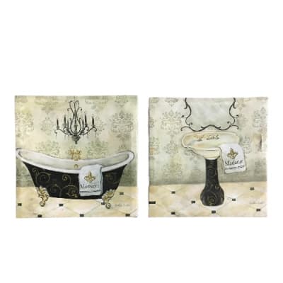 His & Hers Tub Canvas Wall Art Painting - 2pc - 12" H X 12" W X 0.75" D. Home Office Garden | HOG-HomeOfficeGarden | online marketplace