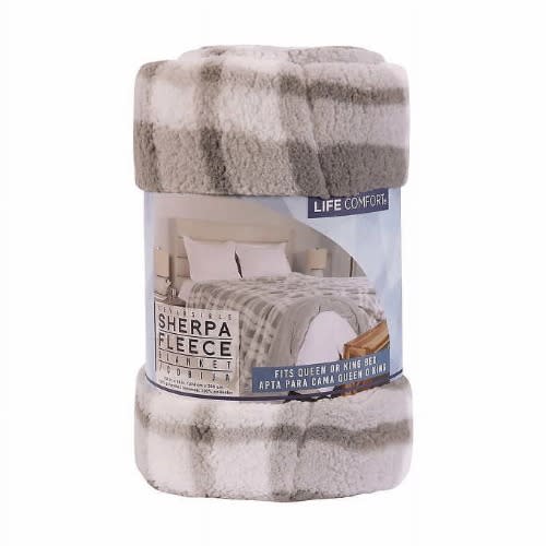 Life Comfort Reversible Sherpa Plush Fleece Blanket 94” X 108” Fits King Or Queen Bed. Home Office Garden | HOG-HomeOfficeGarden | online marketplace