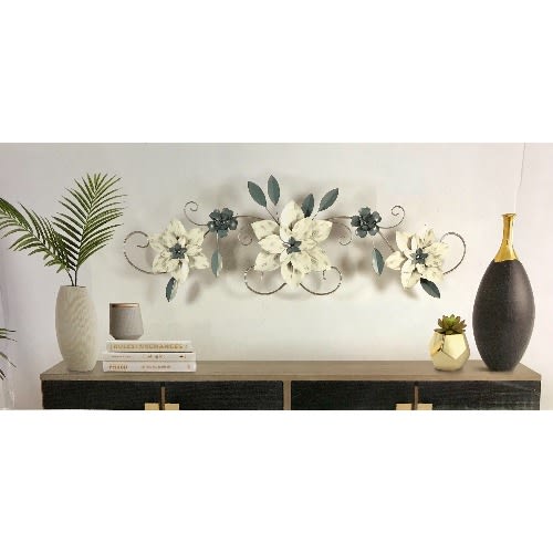 Mash & Air Decorative Metal Floral Wall Art - 45.5'' X 1.5'' X 15.5''. Home Office Garden | HOG-HomeOfficeGarden | online marketplace