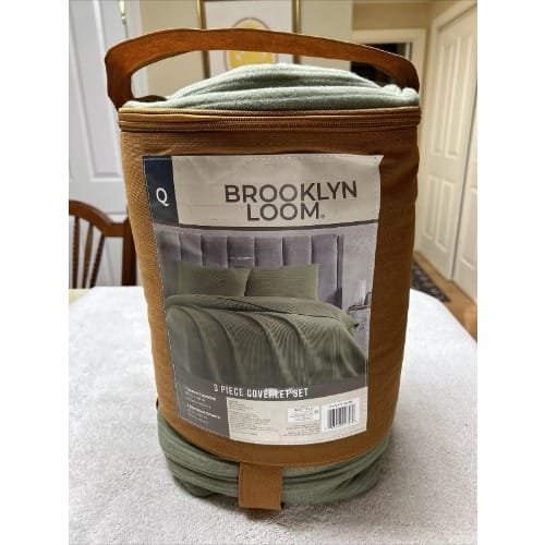 Brooklyn Loom 3 Pcs Coverlet Set - Green - Ribbed Comforter Blanket - Queen Size. Home Office Garden | HOG-HomeOfficeGarden | online marketplace