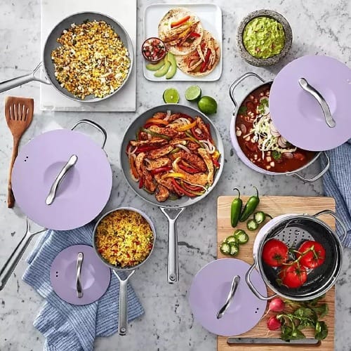 Member's Mark Ceramic Cookware Set - 11pcs - Purple