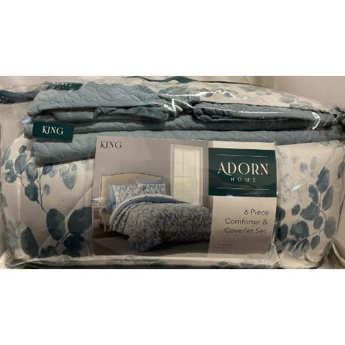 Adorn Home Comforter & Coverlet Set - 6Pcs - white & Blue. Home Office Garden | HOG-HomeOfficeGarden | online marketplace