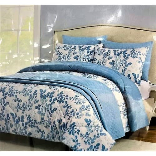 Adorn Home Comforter & Coverlet Set - 6Pcs - white & Blue. Home Office Garden | HOG-HomeOfficeGarden | online marketplace