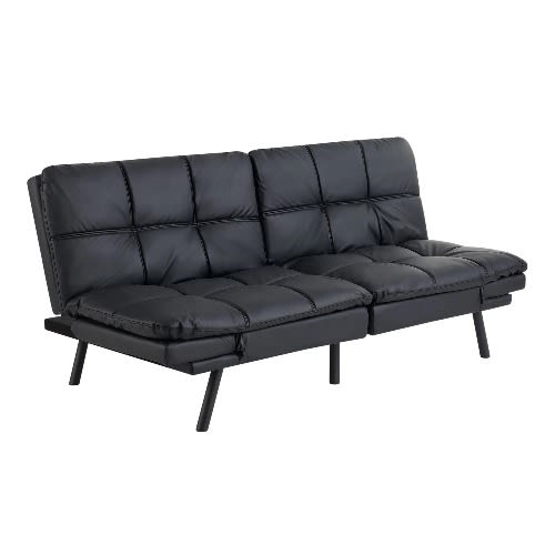 Mainstays Faux Leather Memory Foam Futon Sofa - 72in. X 34in. X 32in