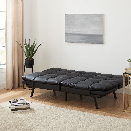 Mainstays Faux Leather Memory Foam Futon Sofa - 72in. X 34in. X 32in