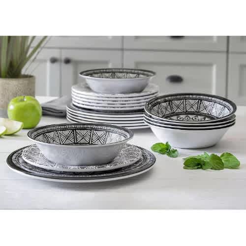 Memba ta Mark Melamine Dinnerware Saitin Furen Fure - guda 18