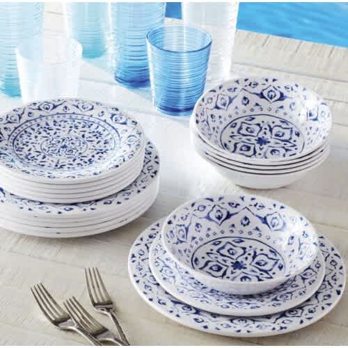 Memba ta Mark Melamine Dinnerware Saitin Furen Fure - guda 18