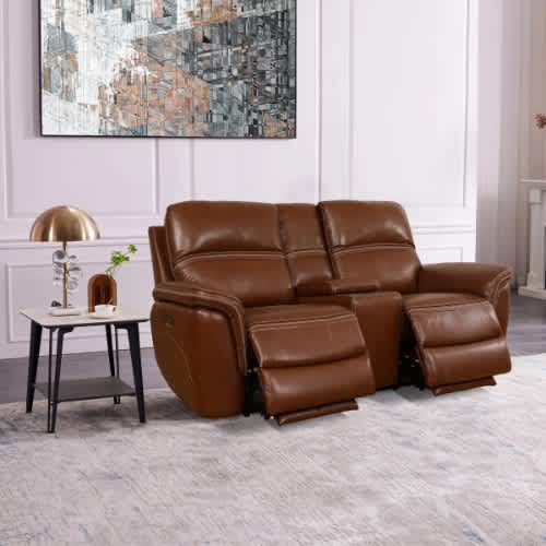 Oliver Leather 2 Seater Power Reclining Sofa With Power Headrests