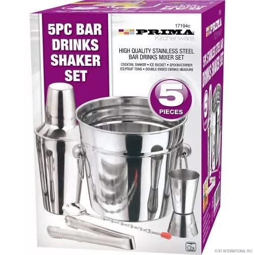 Prima 5pc Cocktail Drinks Mixer Shaker Bar Set