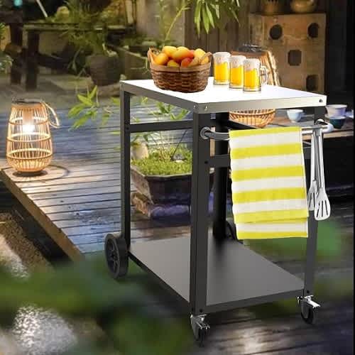 Partaker Movable Pizza Oven Trolley/Barbecue Grill Cart