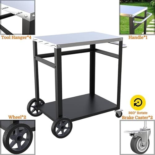 Partaker Movable Pizza Oven Trolley/Barbecue Grill Cart