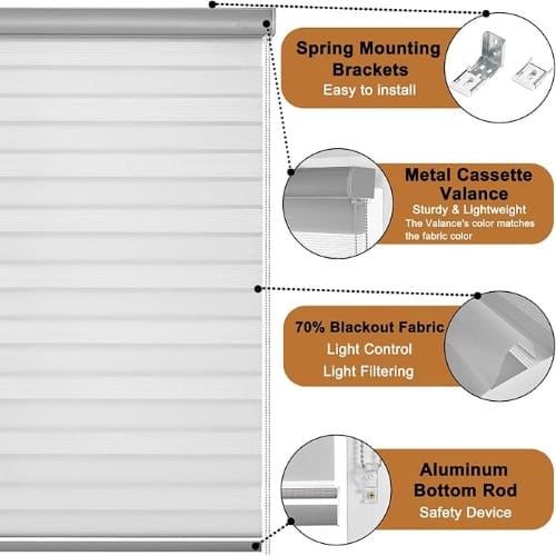 Linkcoo Zebra Blinds Roller Shades For Windows - (width 21", Max Drop Height 72")