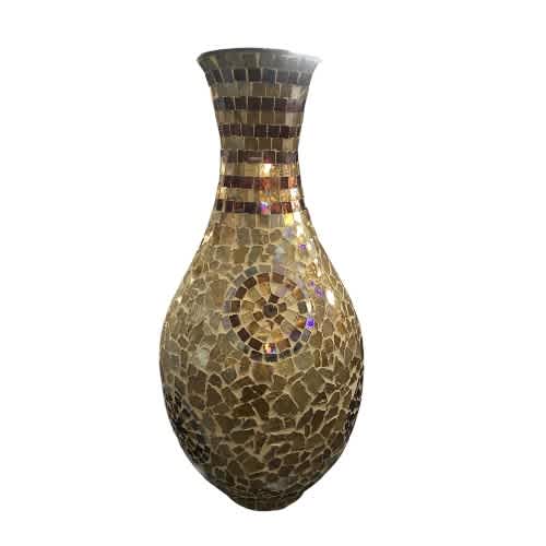 Decorshore Bohemian Mosaic Decorative Crackle Glass Vase