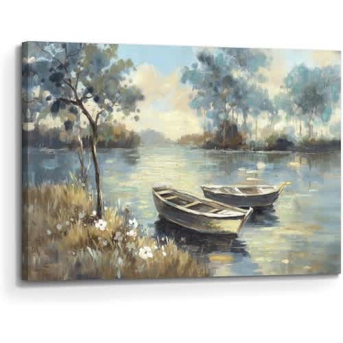 Lake Landscape Wall Art Oil On Canvas Painting