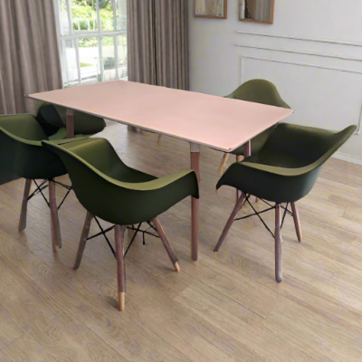 Linsan Hygena Charlie Dining Table + 6 Arm Chair