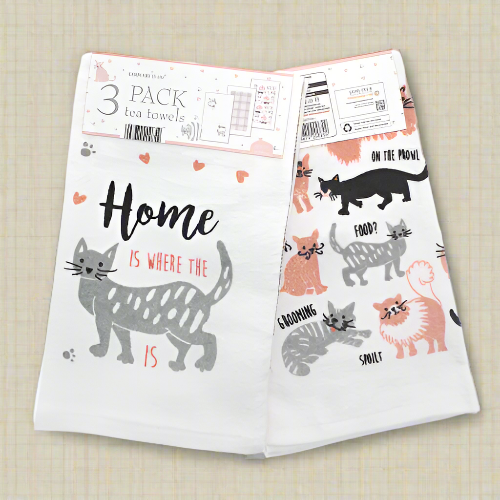 3 Pack Velour Tea Towels – Cats @HOG - Home Office Garden Online Marketplace