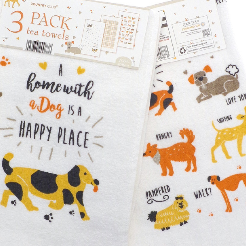 3 Pack Velour Tea Towels – Dogs @HOG - Home Office Garden Online Marketplace