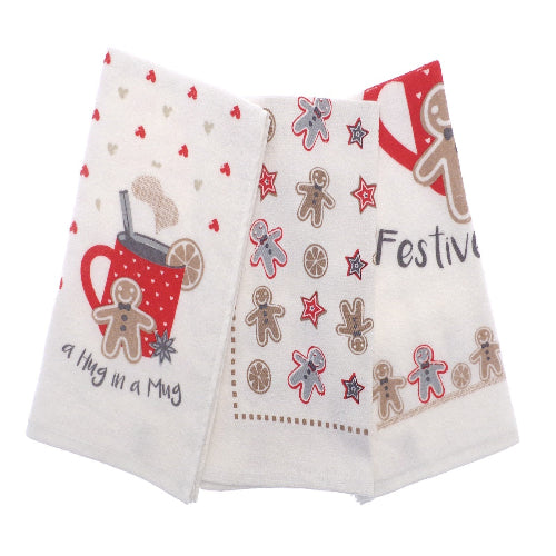 3 Pack Velour Tea Towels – Festive Treats @HOG - Home Office Garden Online Marketplace