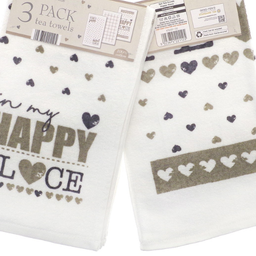 3 Pack Velour Tea Towels – Happy Place @HOG - Home Office Garden Online Marketplace