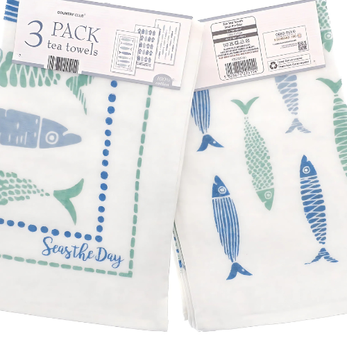 3 Pack Velour Tea Towels – Seas The Day  @HOG - Home Office Garden Online Marketplace