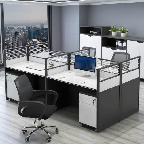 4-Man Workstation Office Cubicle Desk with Partition & Storage @HOG - Home, Office, Garden, Online Marketplace