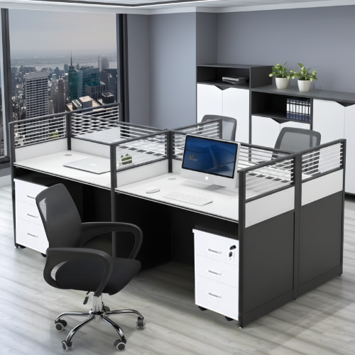 4-Man Workstation Office Cubicle Desk with Partition & Storage @HOG - Home, Office, Garden, Online Marketplace