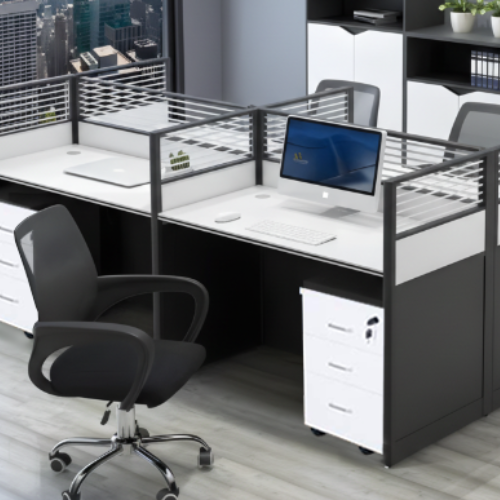 4-Man Workstation Office Cubicle Desk with Partition & Storage @HOG - Home, Office, Garden, Online Marketplace