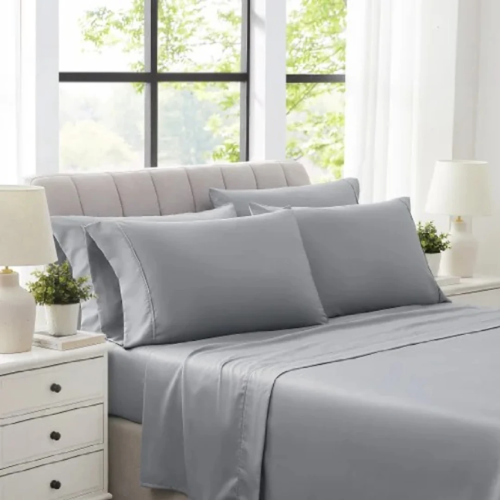 400 Thread-Count Satin Sheet Set with 2 Pillow Cases - Queen - Grey @HOG - Home, Office, Garden, Online Marketplace

