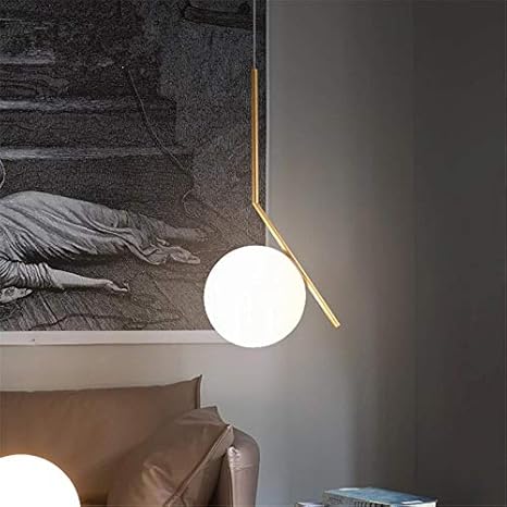 Gold And Milky Globe Drop Light