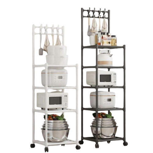 4/5-tier Movable Storage Rack, Kitchen Organizer With Hooks @HOG - Home, Office, Garden, Online Marketplace
