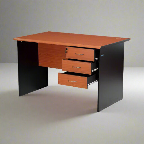 4 Feet Office Table with 3 Drawers - Cherry. @HOG - Home Office Garden Online Marketplace