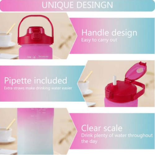 4 In 1 Water Bottle with Straws (3300ml,1700ml,1000ml,500ml) @HOG - Home Office Garden Online Marketplace