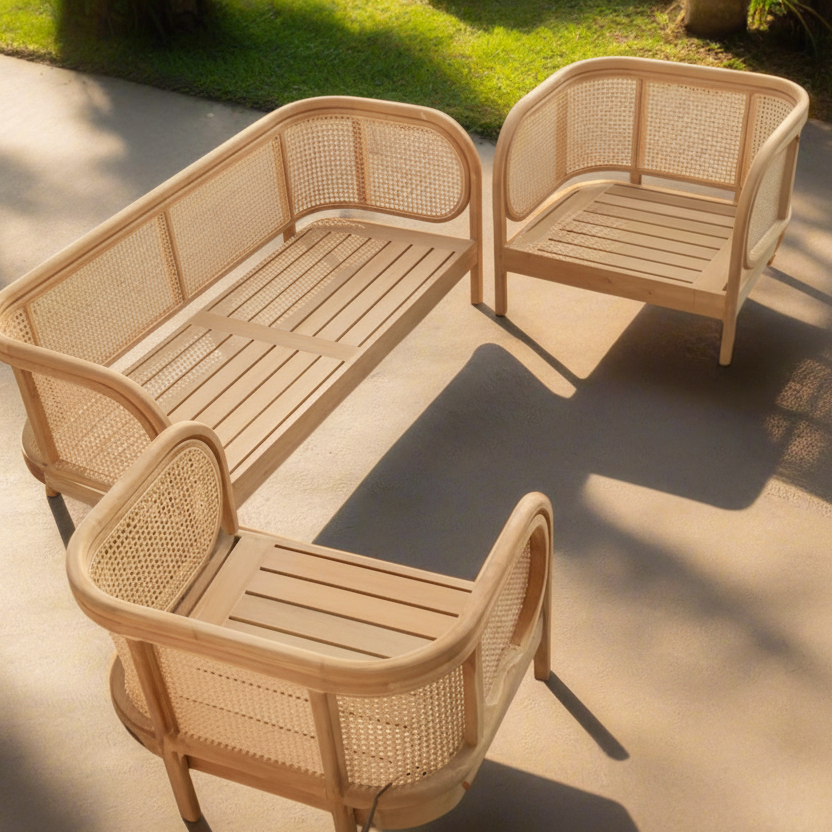 2 kujera Rattan Lambun Sofa