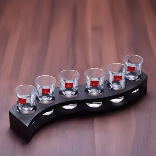 6 Hole Tequila Shot Rack Holder With 6 Glass Cups @HOG - Home, Office, Garden, Online Marketplace