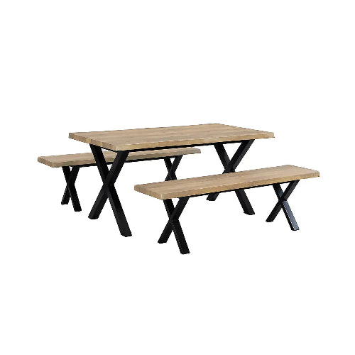 6 Seater Rectangular Dining Table with 2 Benches. @HOG - Home Office Garden Online Marketplace