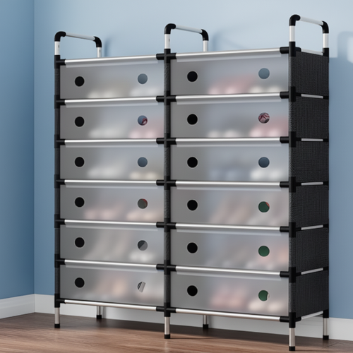 6 layer dustproof double design shoe rack
