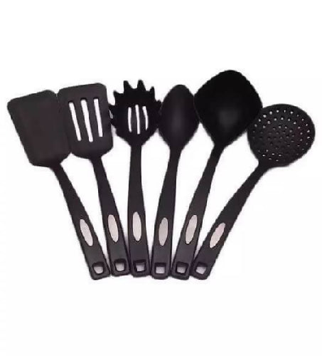 Non-stick Cooking Spoon - Set Of 6 Pieces - Black