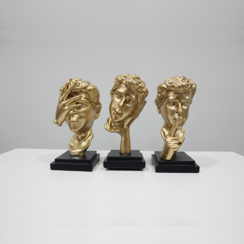 Abstract Gold Face Sculptures – 3-Piece Home Decor Figurine Set @HOG - Home, Office, Garden, Online Marketplace