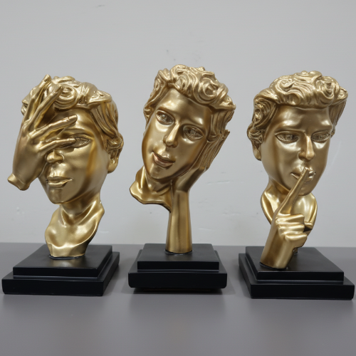 Abstract Gold Face Sculptures – 3-Piece Home Decor Figurine Set @HOG - Home, Office, Garden, Online Marketplace
