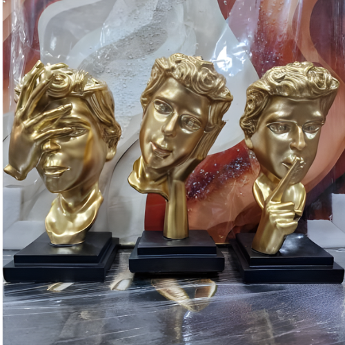 Abstract Gold Face Sculptures – 3-Piece Home Decor Figurine Set @HOG - Home, Office, Garden, Online Marketplace