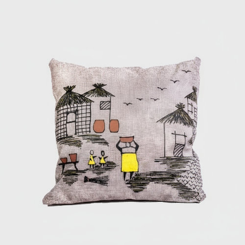 African Warli Throw Pillow (Cover + Insert)  @HOG - Home, Office, Garden, Online Marketplace