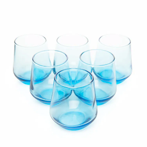 Allegra Stemless Glass (Liqueur) Turquoise (6pcs) 115cc. @HOG - Home Office Garden Online Marketplace