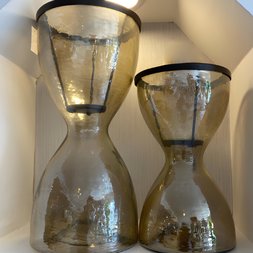 Amber Glass Decorative Hourglass Vases (Set of 2)  @HOG - Home, Office, Garden, Online Marketplace