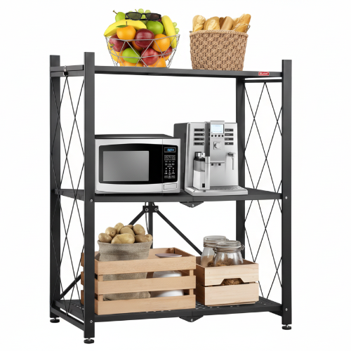 Anchor 3Tier Foldable Storage Shelf, Metal Rack, Kitchen Shelf  @HOG - Home, Office, Garden, Online Marketplace

