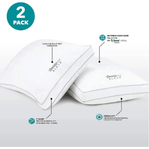 Beautyrest Black Luxurious Down Alternative Pillows Standard Queen - 2 Pack @HOG - Home Office Garden Online Marketplace