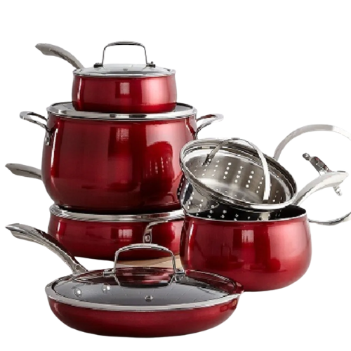 Belgique Non-stick Aluminium Cookware Set - 11Pieces- Red @HOG - Home, Office, Garden, Online Marketplace

