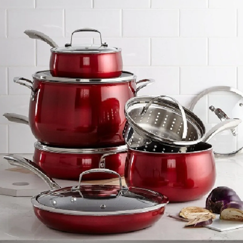 Belgique Non-stick Aluminium Cookware Set - 11Pieces- Red
 @HOG - Home, Office, Garden, Online Marketplace
